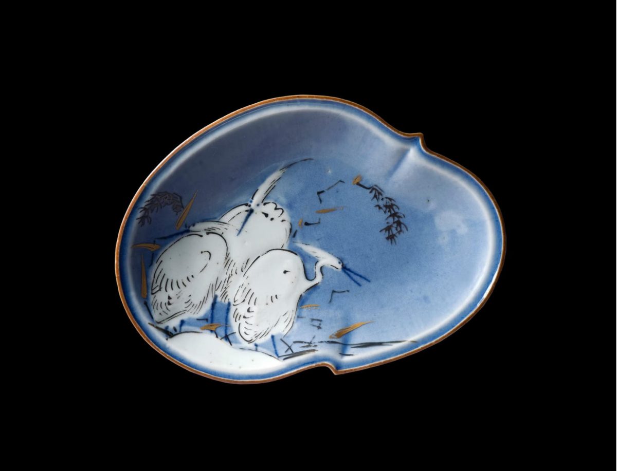 นกกระสา, จานกระเบื้อง, ญี่ปุ่น