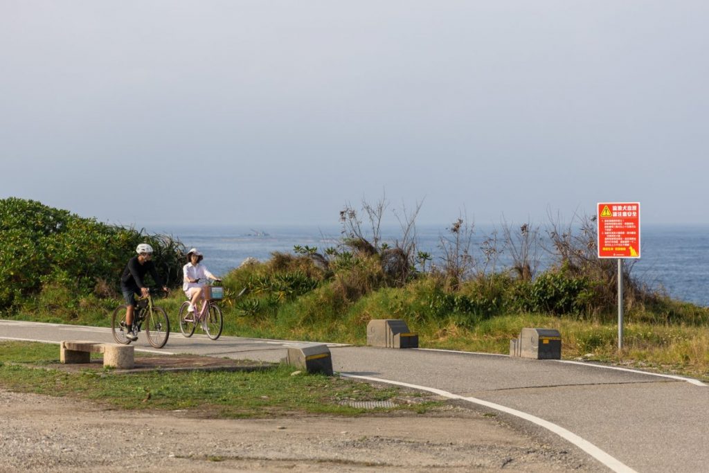 cycling by the beach on the bike lane